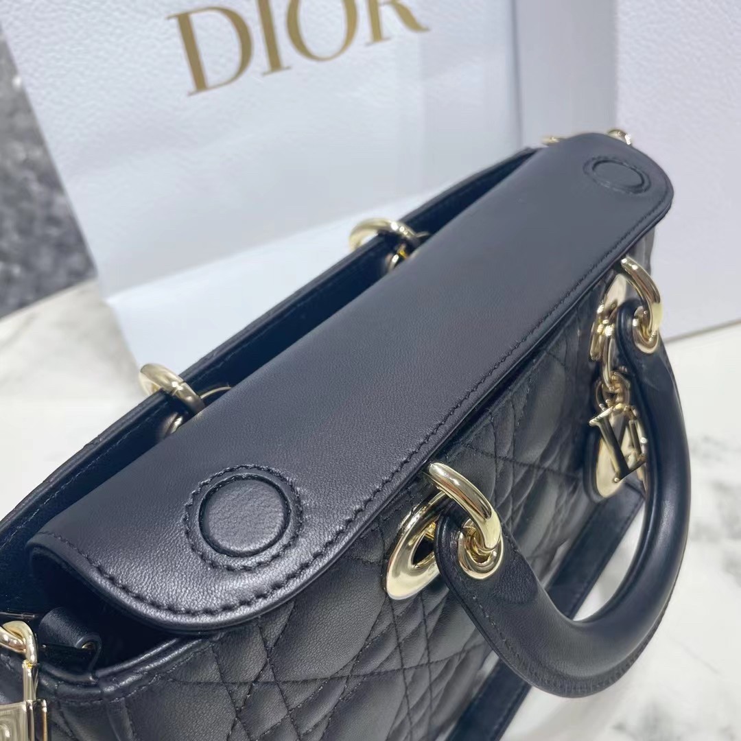 D*or lady d-joy bag in black cannage lambskin