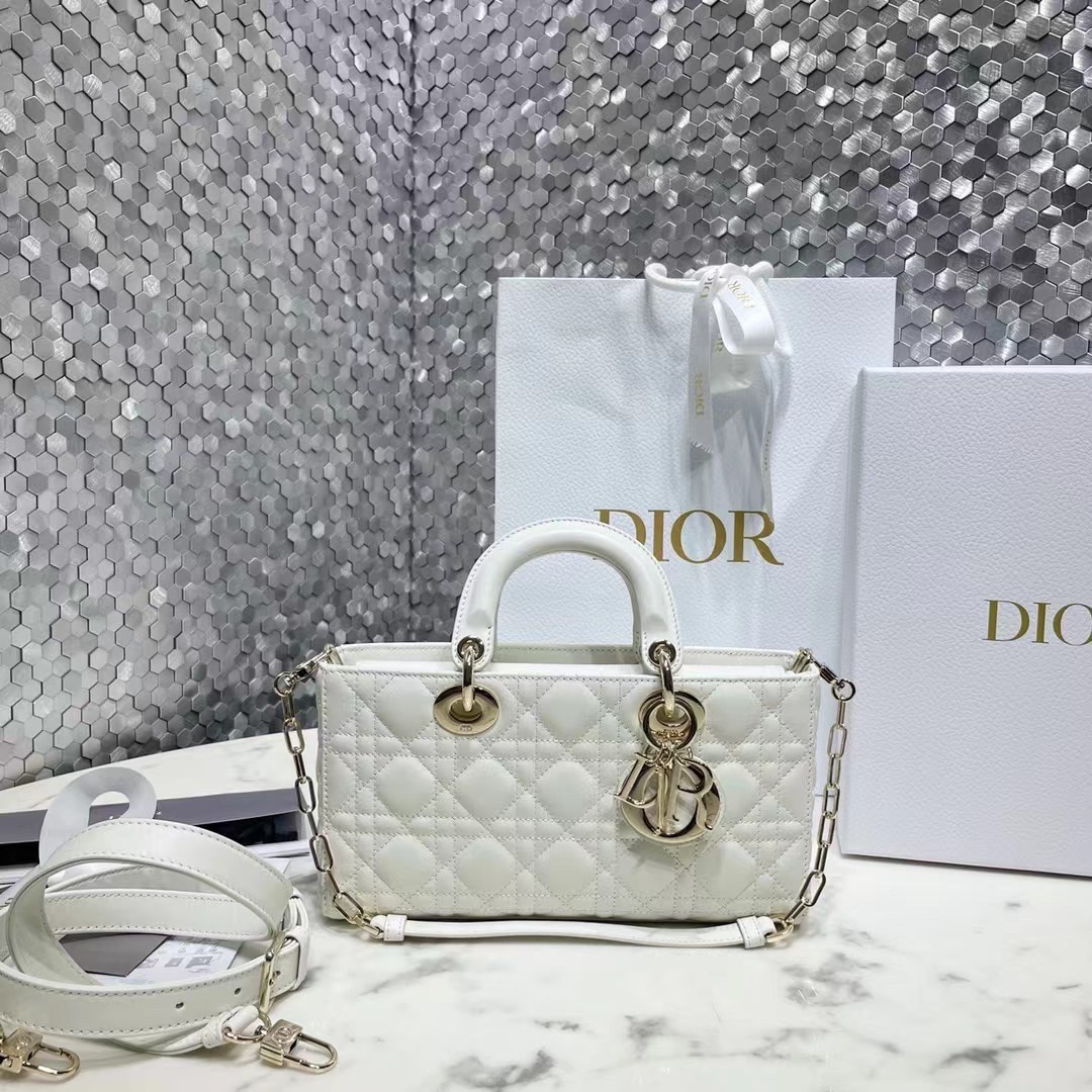 D*or lady d-joy bag in white cannage lambskin