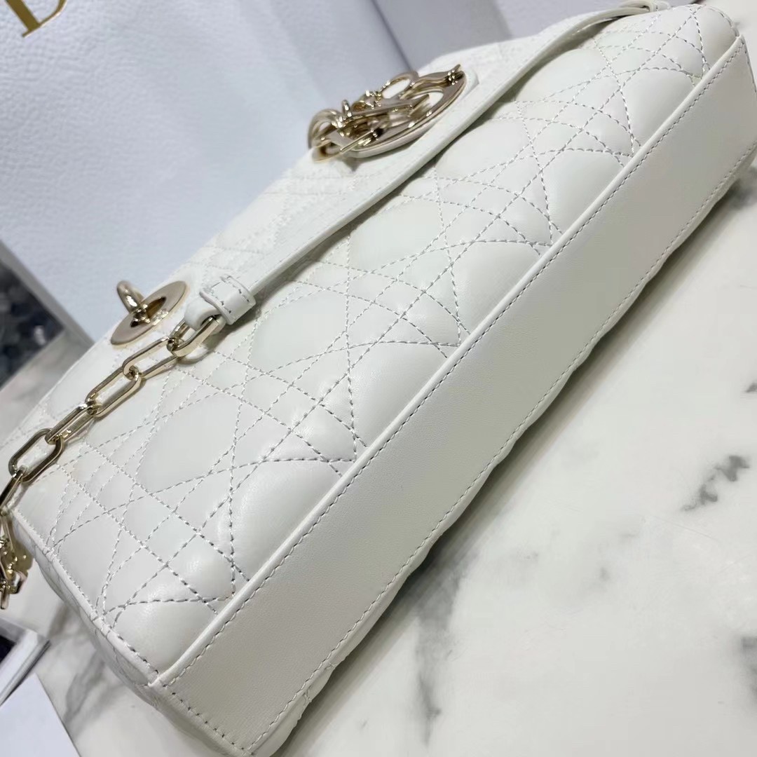 D*or lady d-joy bag in white cannage lambskin