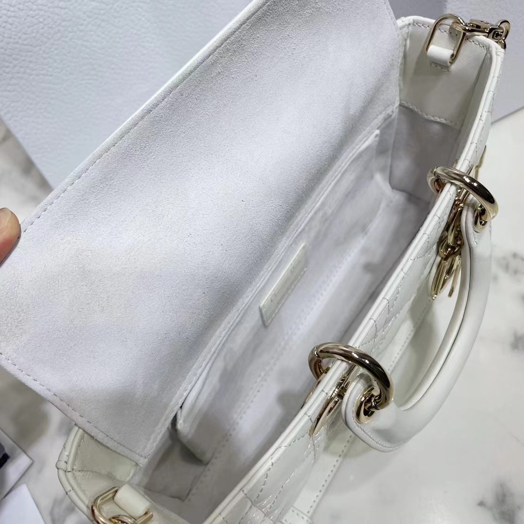 D*or lady d-joy bag in white cannage lambskin