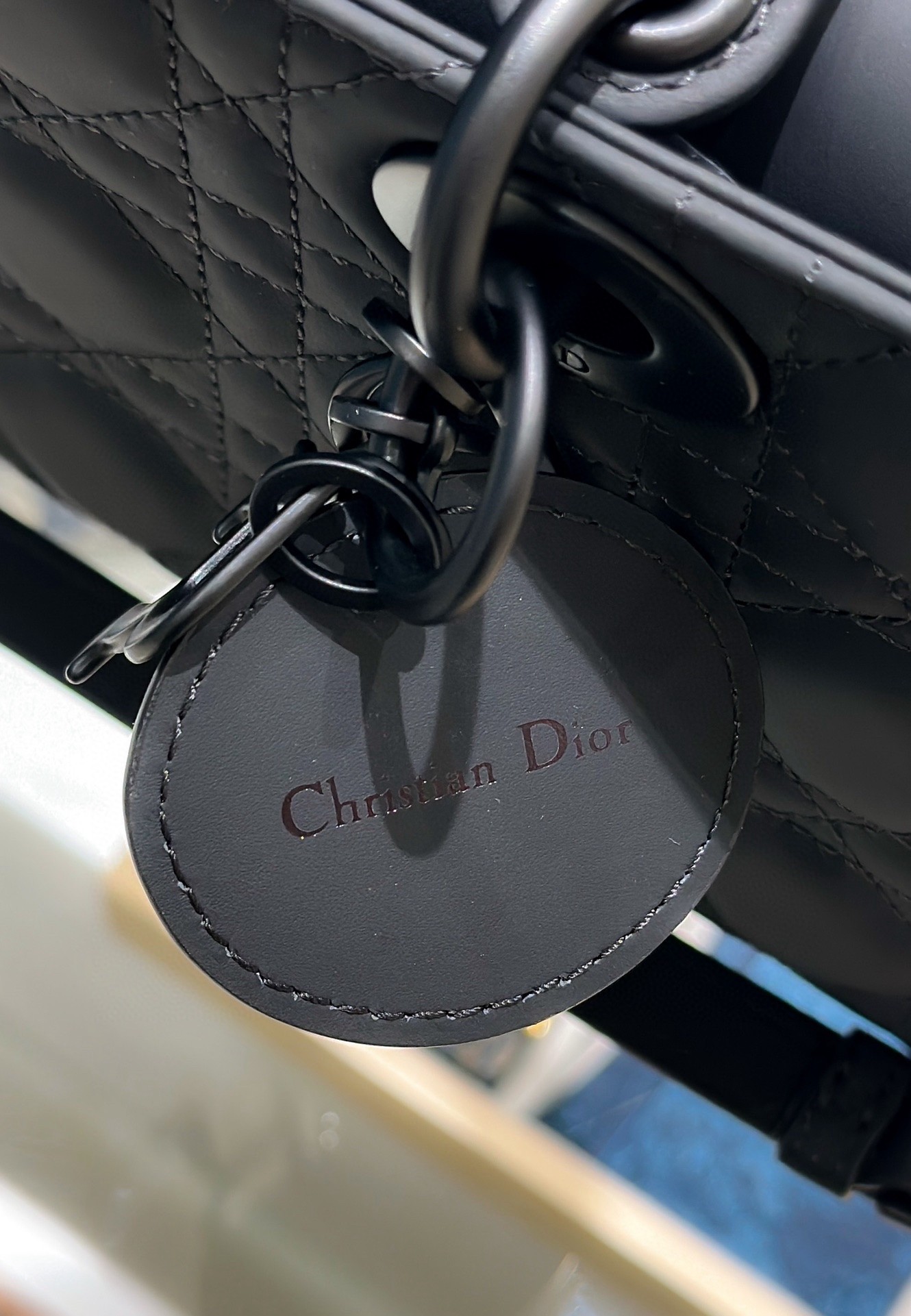 D*or lady d-joy medium bag in black ultramatte calfskin