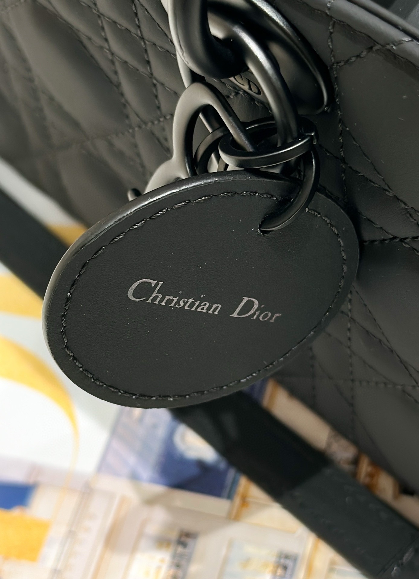 D*or lady d-joy medium bag in black ultramatte calfskin