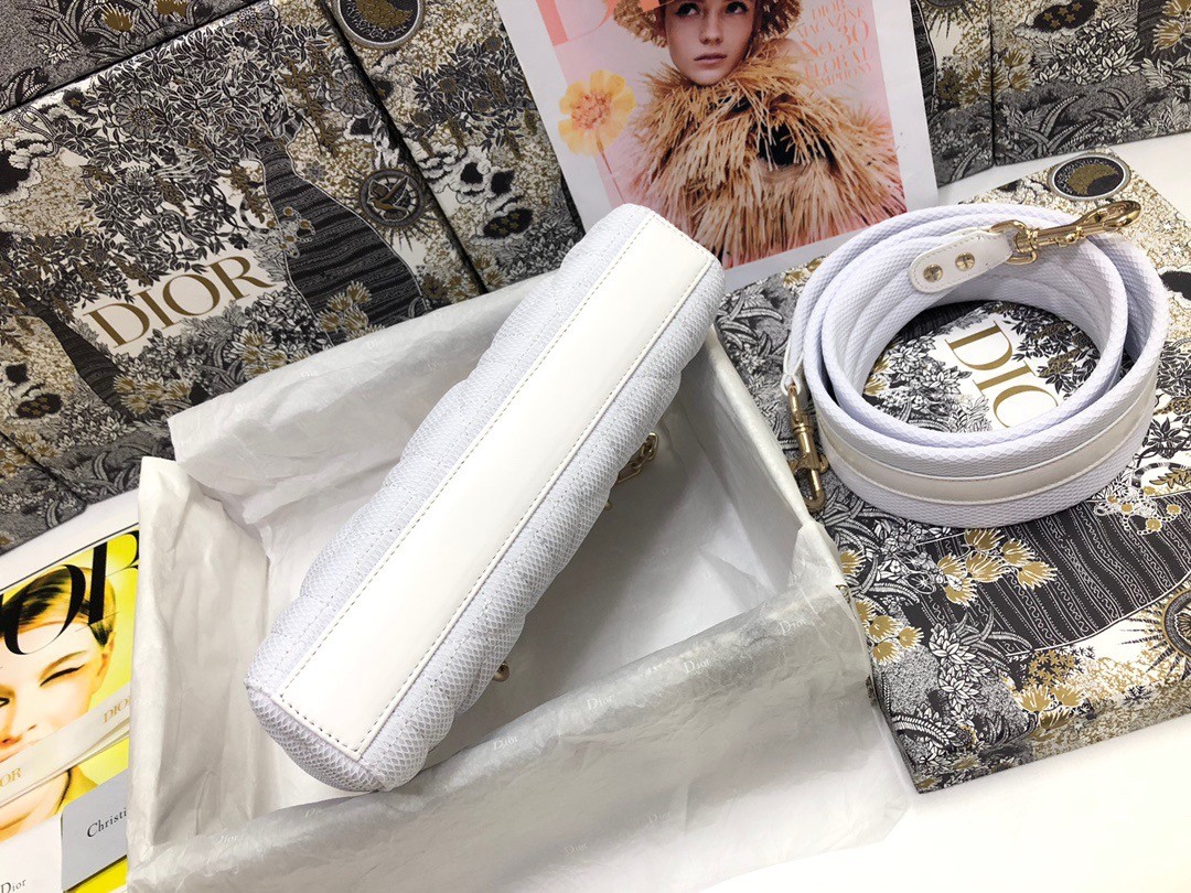 D*or lady d-joy bag in white macrocannage technical fabric