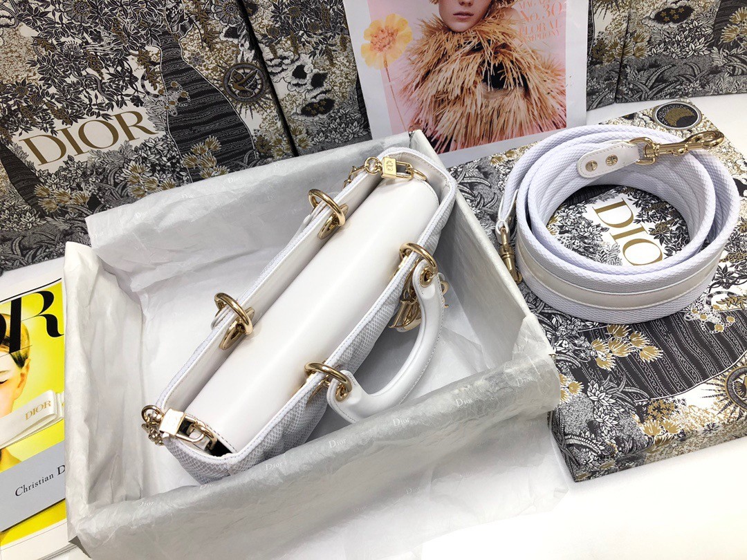 D*or lady d-joy bag in white macrocannage technical fabric