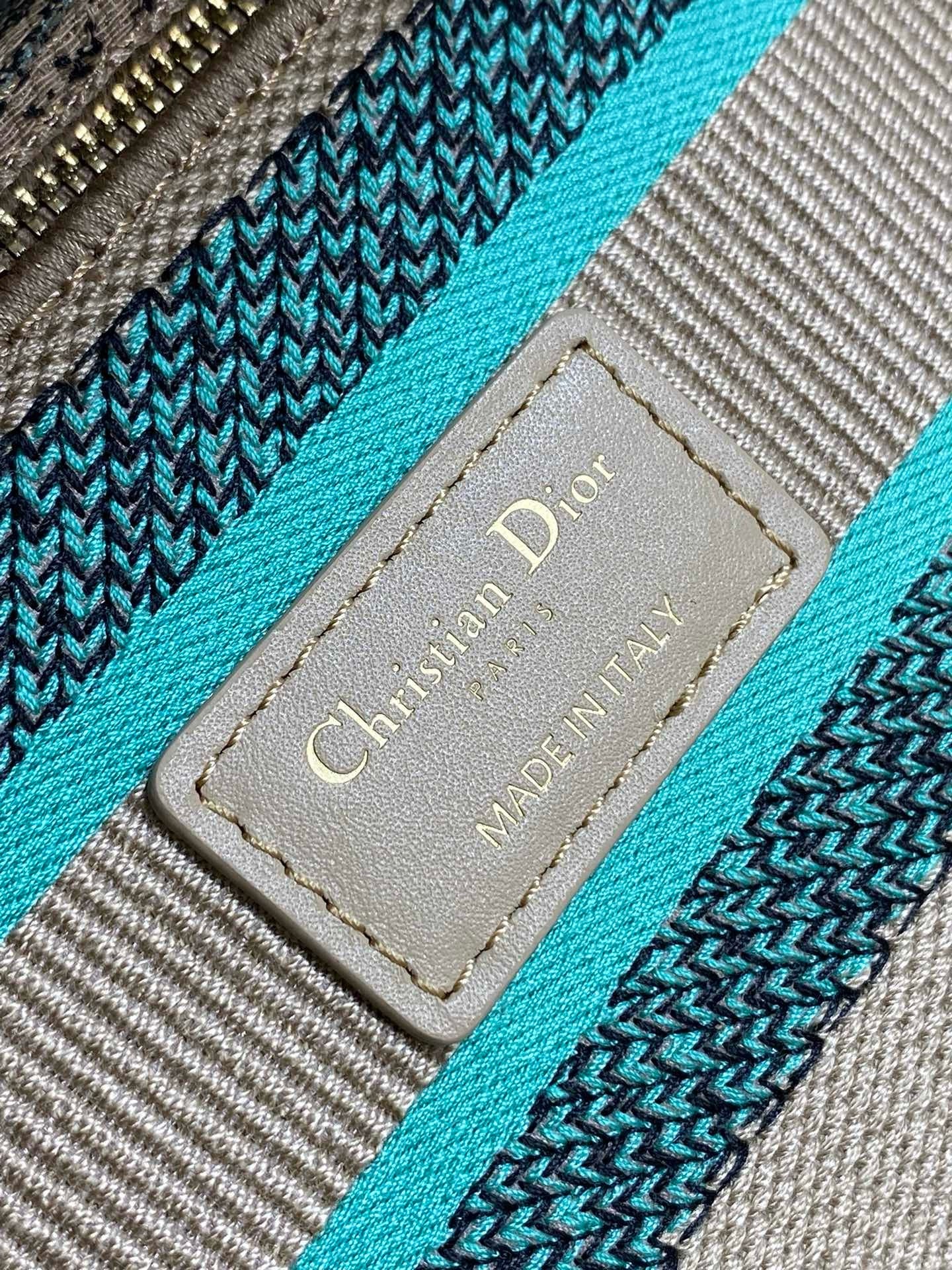D*or D*oriviera lady d-lite medium bag in raffia with green toile de jouy sauvage embroidery