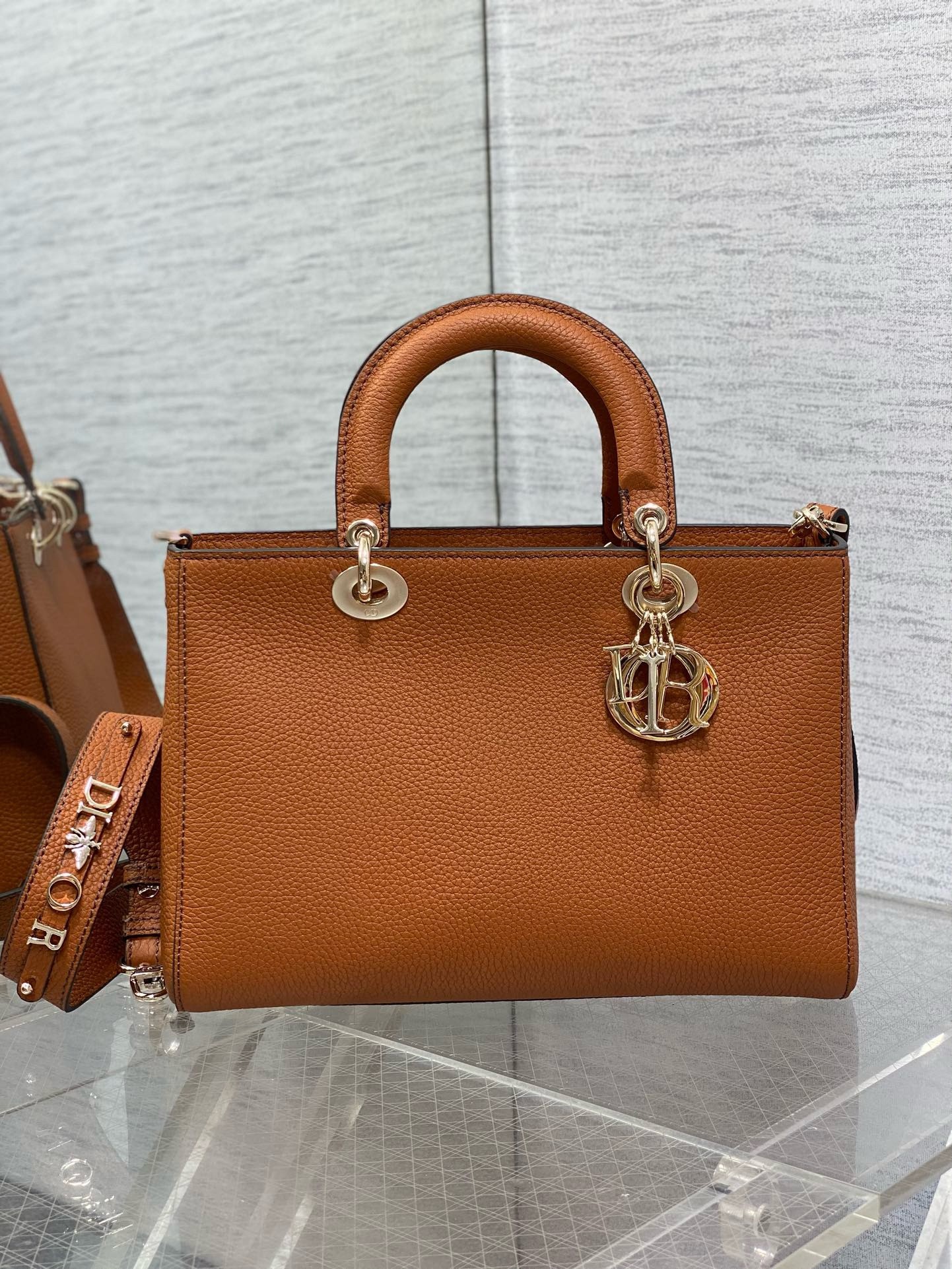 D*or medium lady d-sire my abcD*or bag in brown bull leather