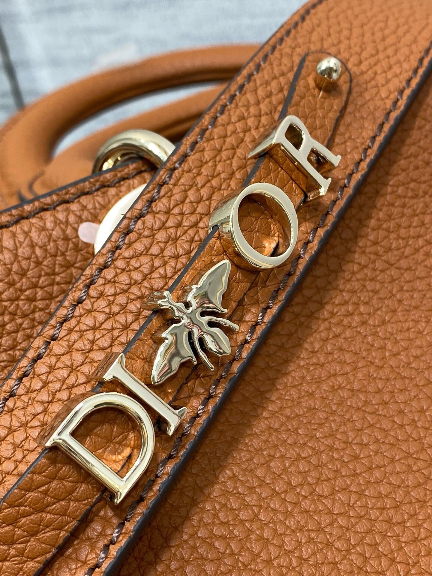 D*or medium lady d-sire my abcD*or bag in brown bull leather