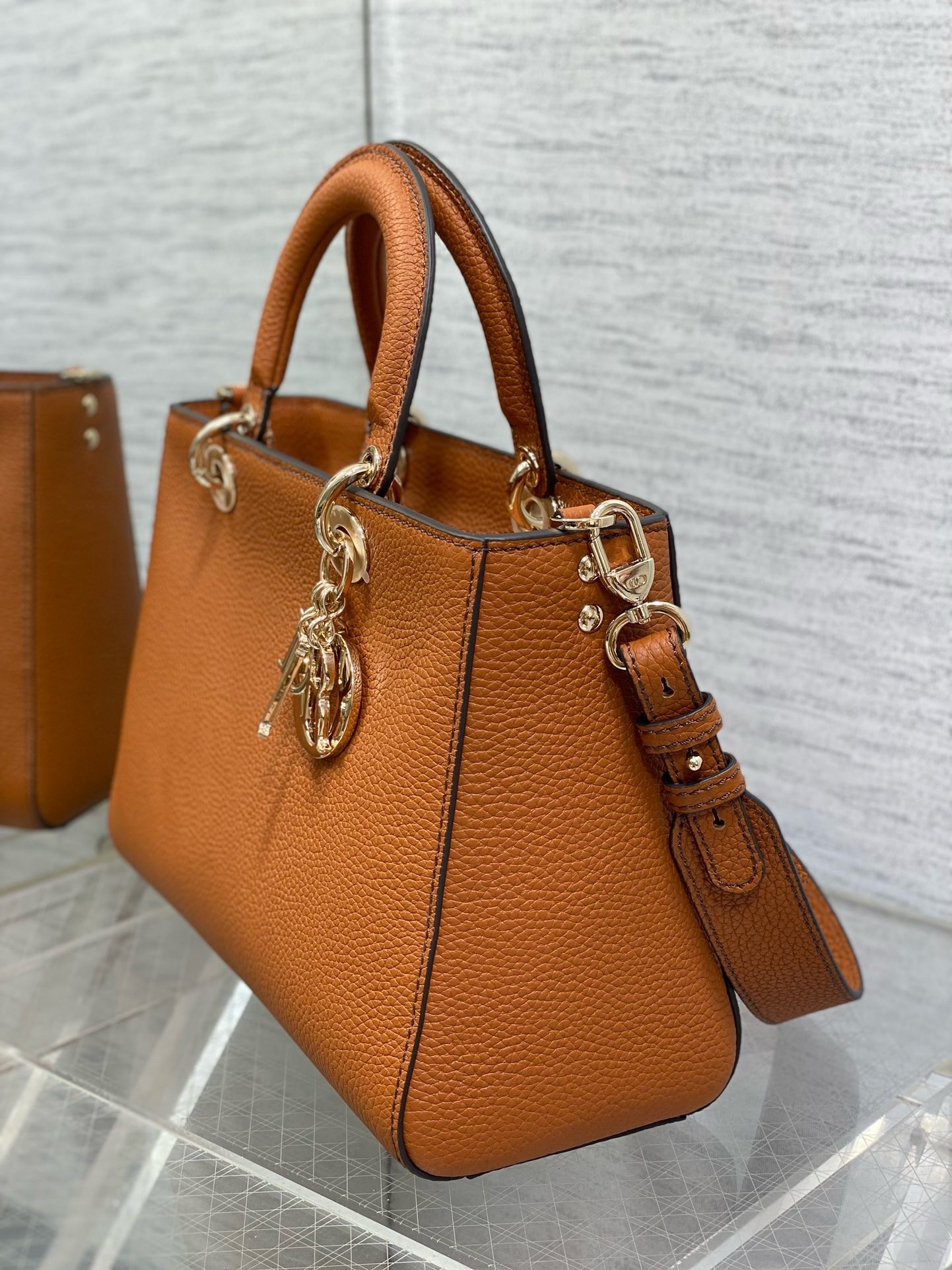 D*or medium lady d-sire my abcD*or bag in brown bull leather