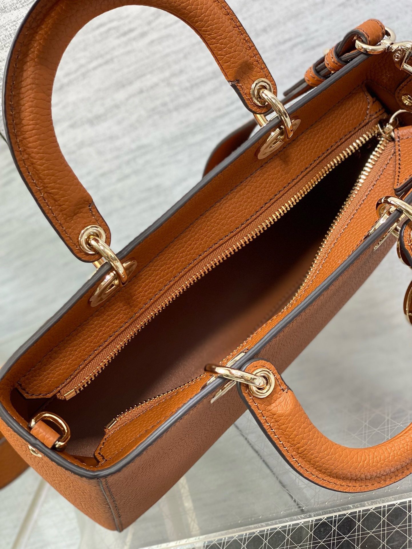 D*or medium lady d-sire my abcD*or bag in brown bull leather