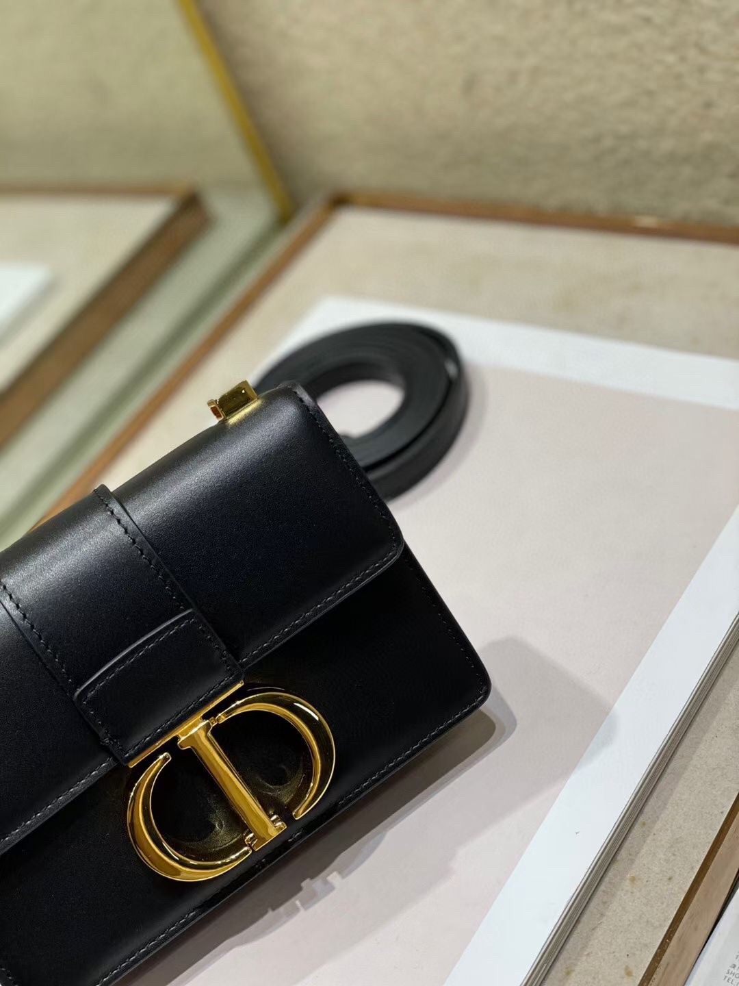 D*or micro 30 montaigne bag in black calfskin