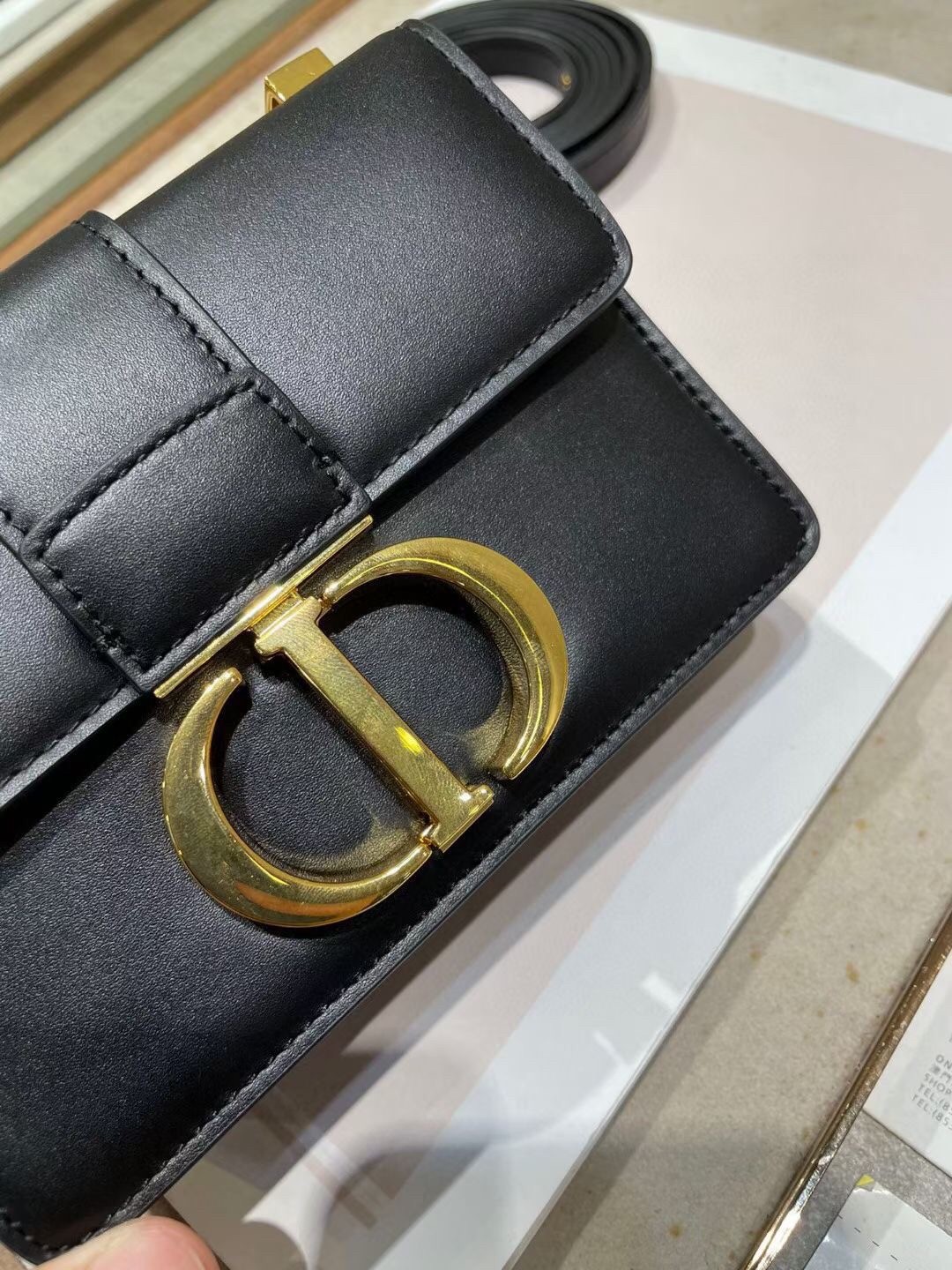 D*or micro 30 montaigne bag in black calfskin