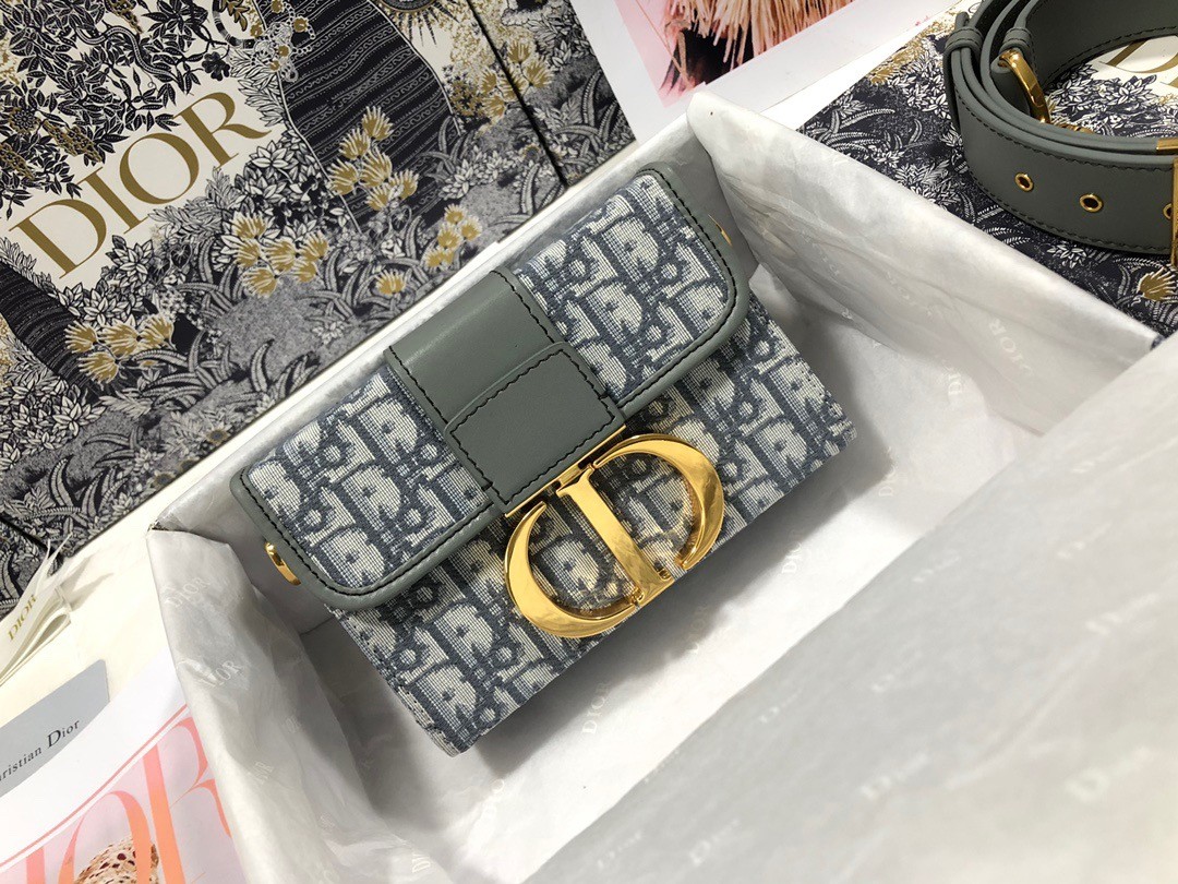 D*or 30 montaigne box bag in gray D*or oblique jacquard
