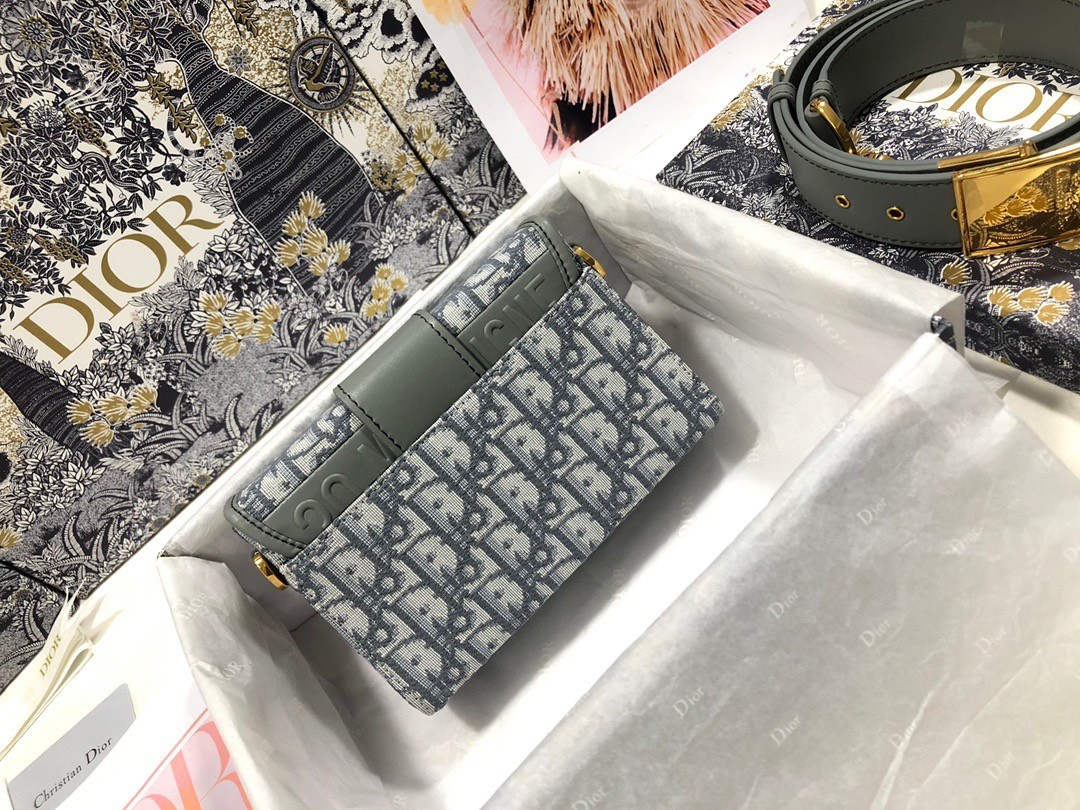 D*or 30 montaigne box bag in gray D*or oblique jacquard
