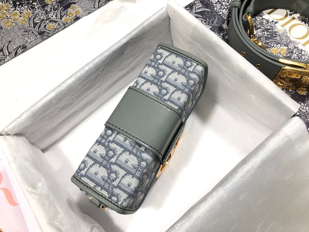 D*or 30 montaigne box bag in gray D*or oblique jacquard