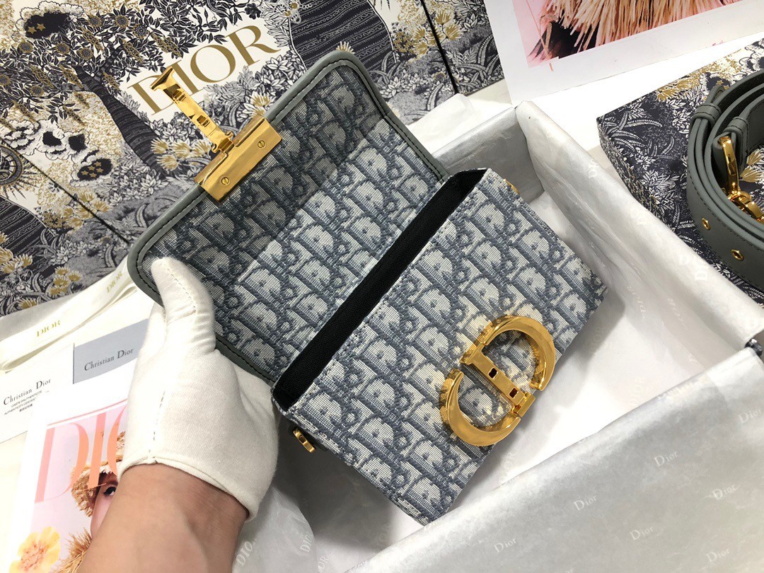 D*or 30 montaigne box bag in gray D*or oblique jacquard