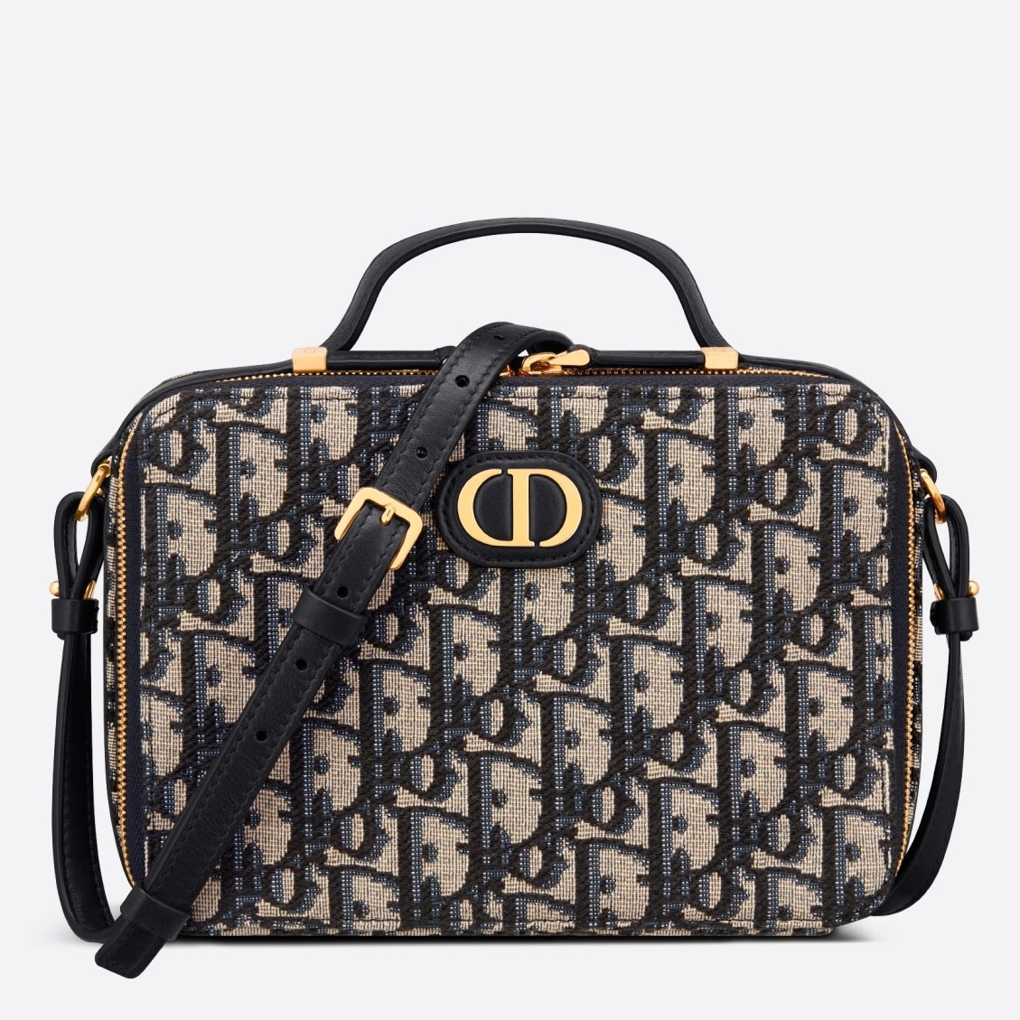 D*or 30 montaigne box bag in blue D*or oblique jacquard