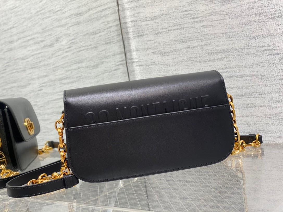 D*or 30 montaigne avenue bag in black box calfskin
