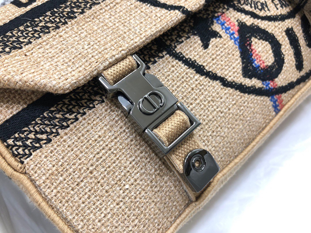 D*or D*orcamp small bag in beige jute canvas with D*or union motif