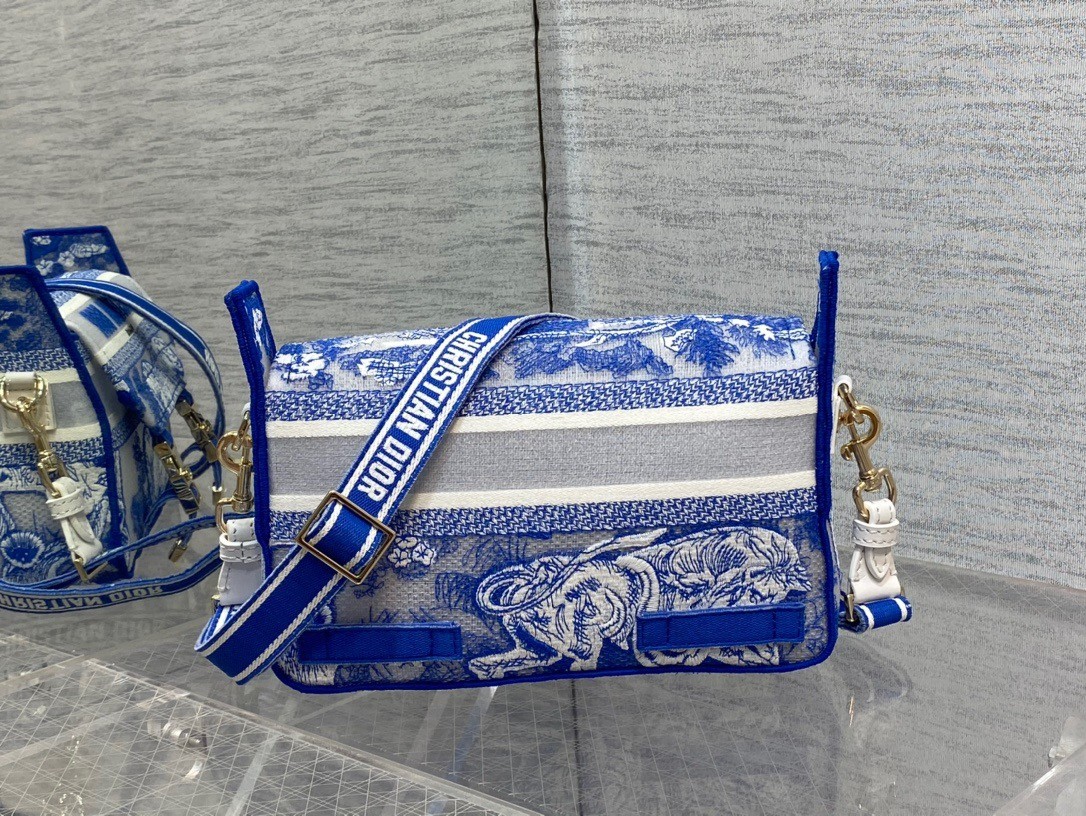 D*or small D*orcamp bag in blue transparent toile de jouy canvas