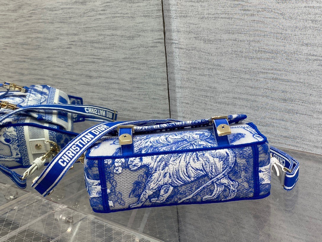 D*or small D*orcamp bag in blue transparent toile de jouy canvas