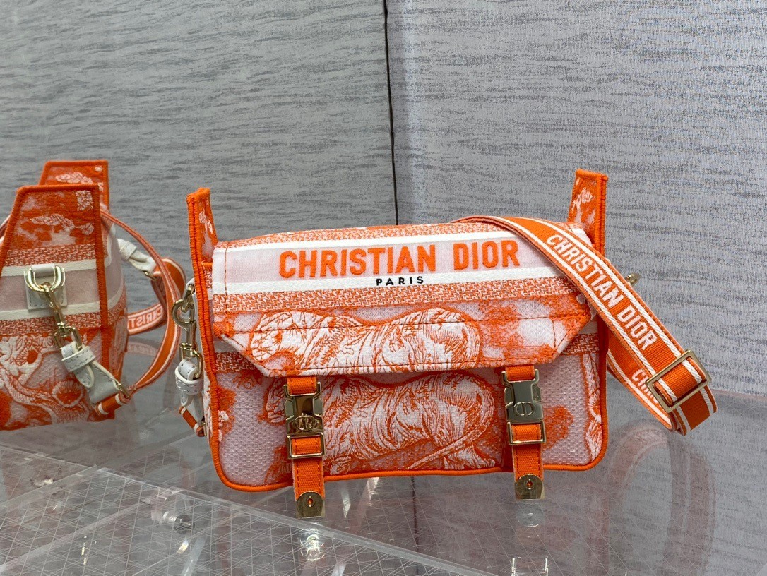 D*or small D*orcamp bag in orange transparent toile de jouy canvas
