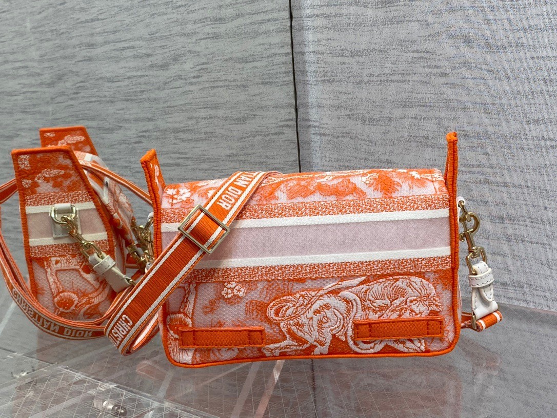 D*or small D*orcamp bag in orange transparent toile de jouy canvas