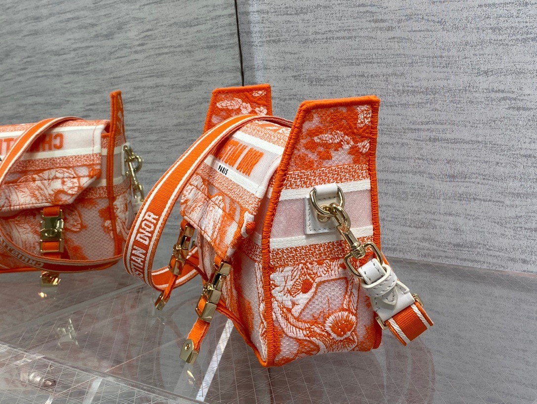 D*or small D*orcamp bag in orange transparent toile de jouy canvas