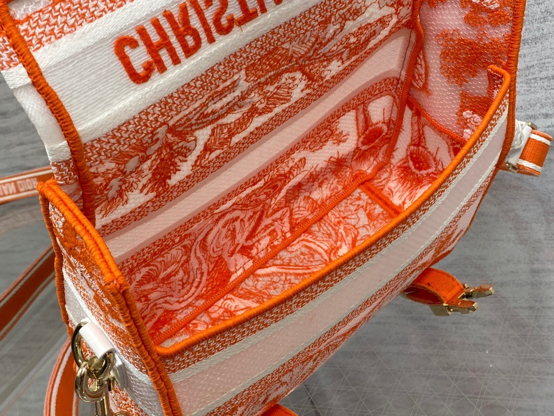 D*or small D*orcamp bag in orange transparent toile de jouy canvas