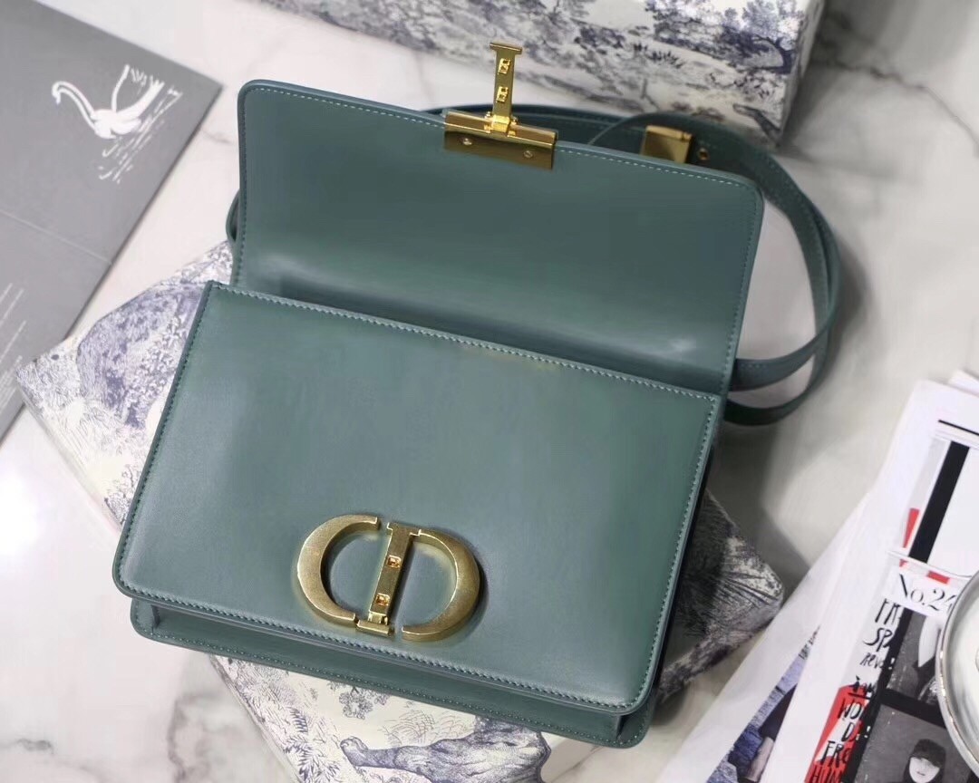 D*or 30 montaigne shoulder bag in storm blue calfskin