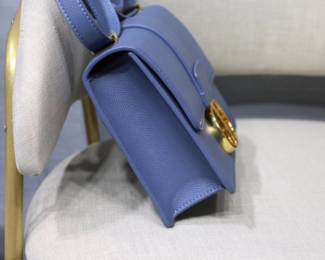 D*or 30 montaigne bag in denim blue grained calfskin