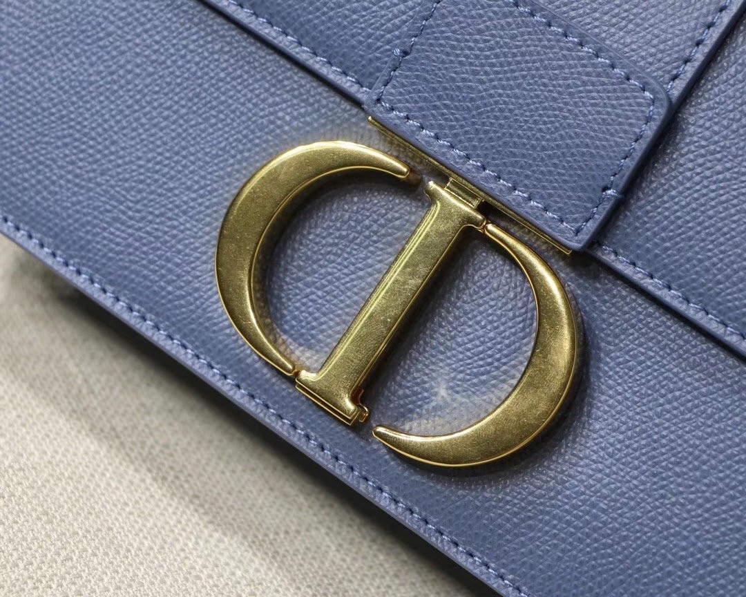 D*or 30 montaigne bag in denim blue grained calfskin
