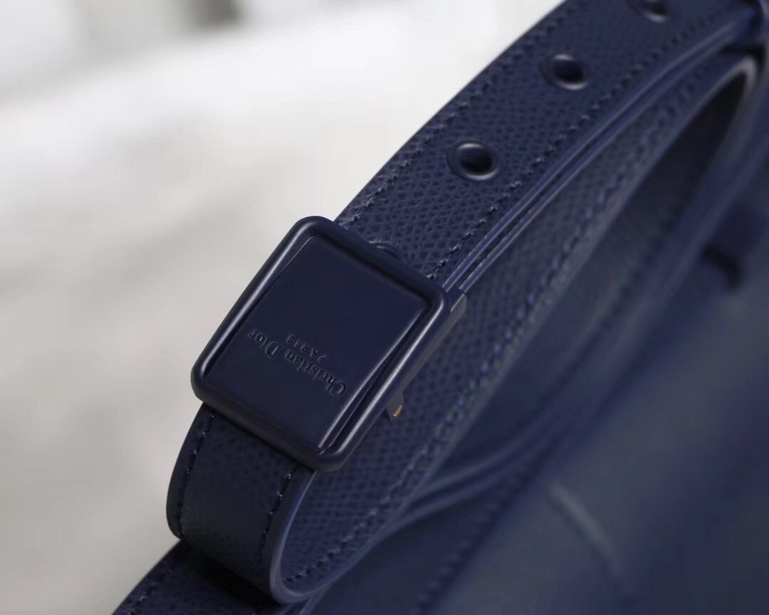 D*or 30 montaigne bag in indigo blue matte grained calfskin