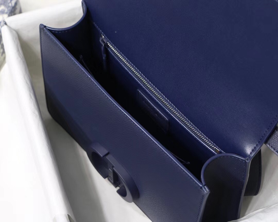 D*or 30 montaigne bag in indigo blue matte grained calfskin