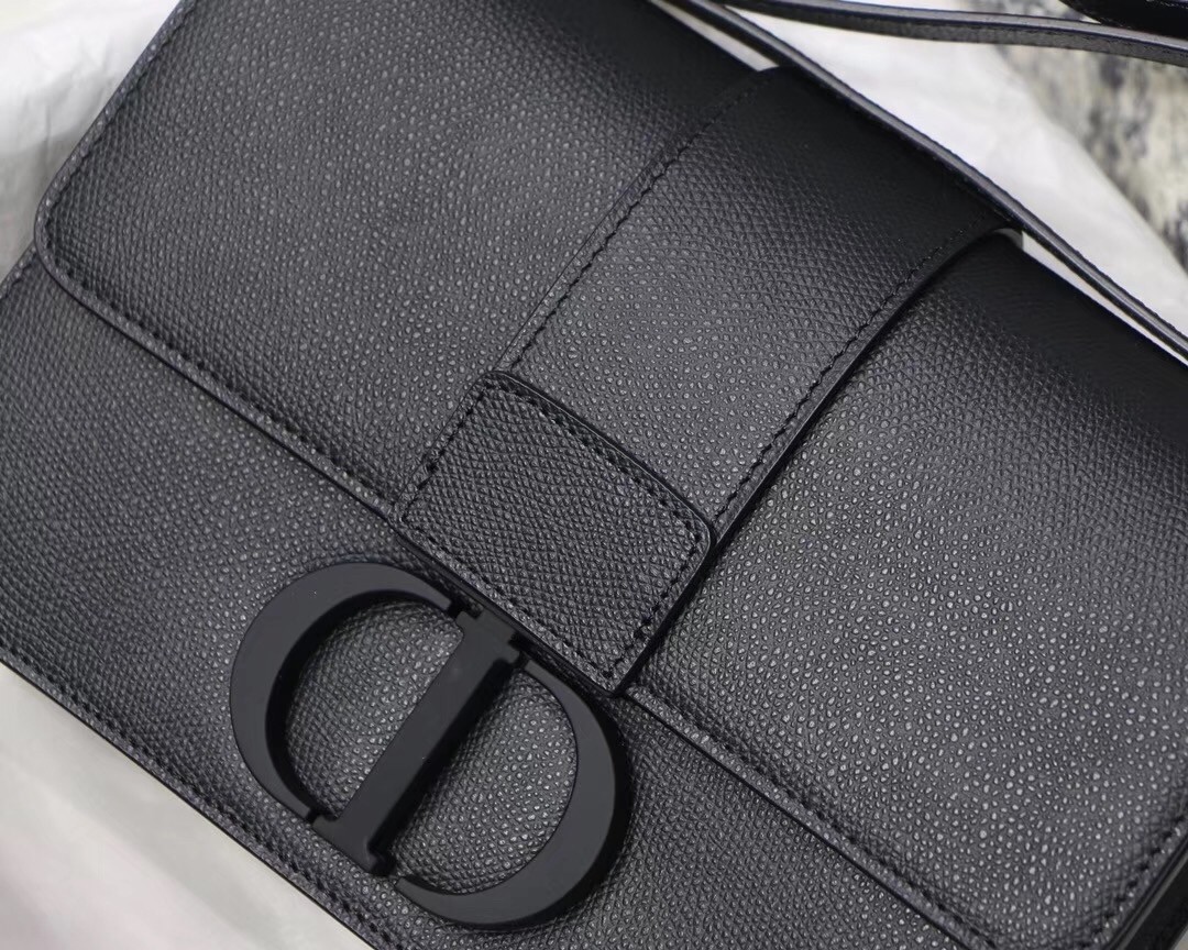 D*or 30 montaigne bag in black ultra matte grained calfskin