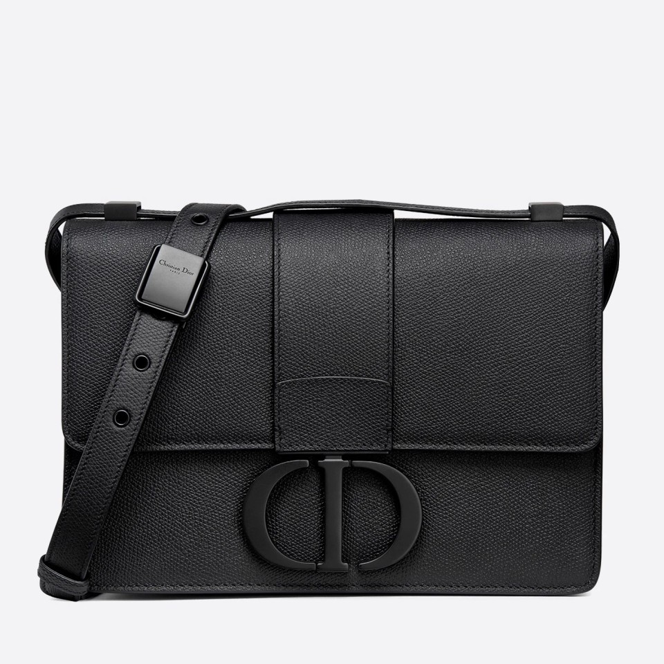 D*or 30 montaigne bag in black ultra matte grained calfskin