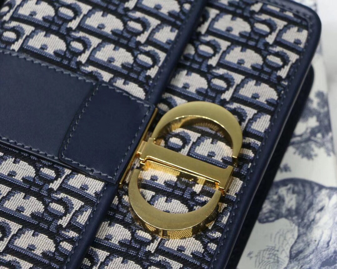 D*or 30 montaigne bag in blue oblique jacquard canvas