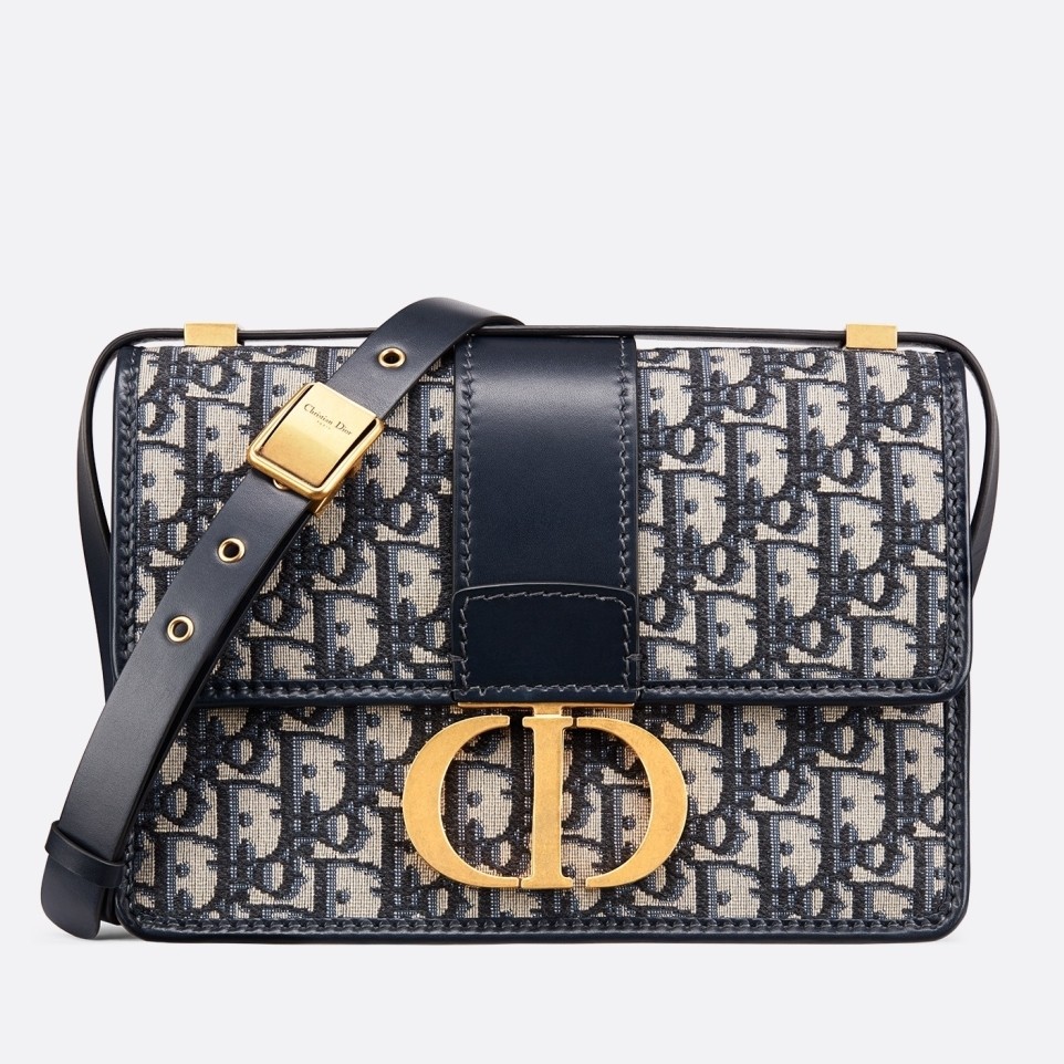 D*or 30 montaigne bag in blue oblique jacquard canvas