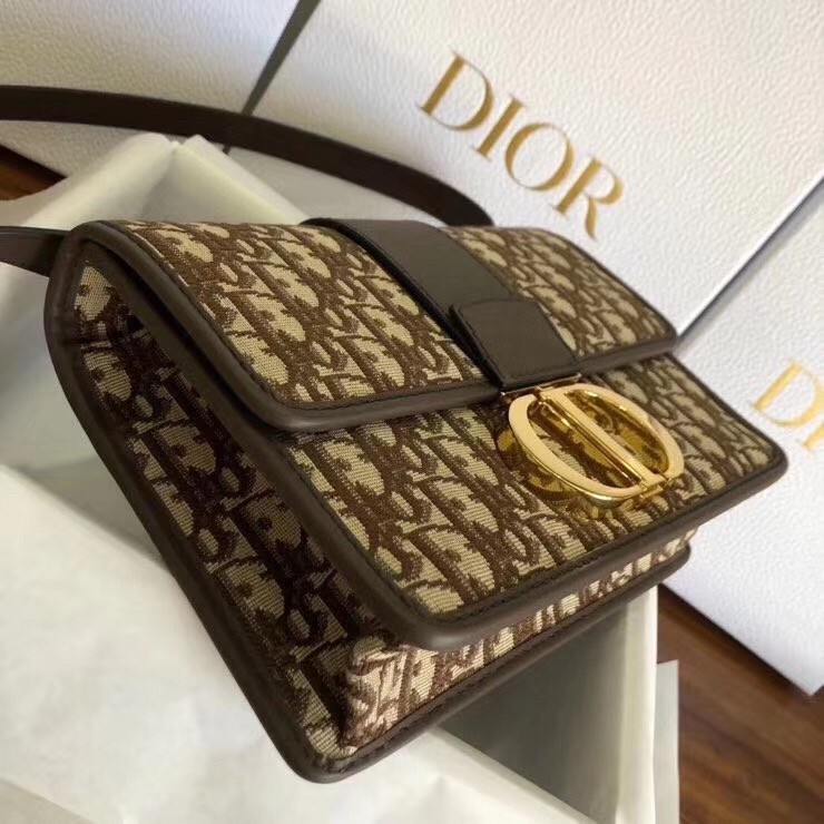 D*or 30 montaigne bag in brown oblique jacquard canvas