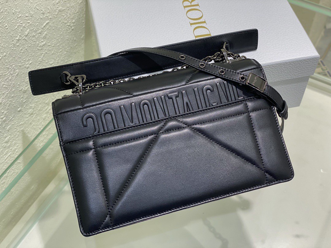 D*or 30 montaigne chain bag with handle in black lambskin