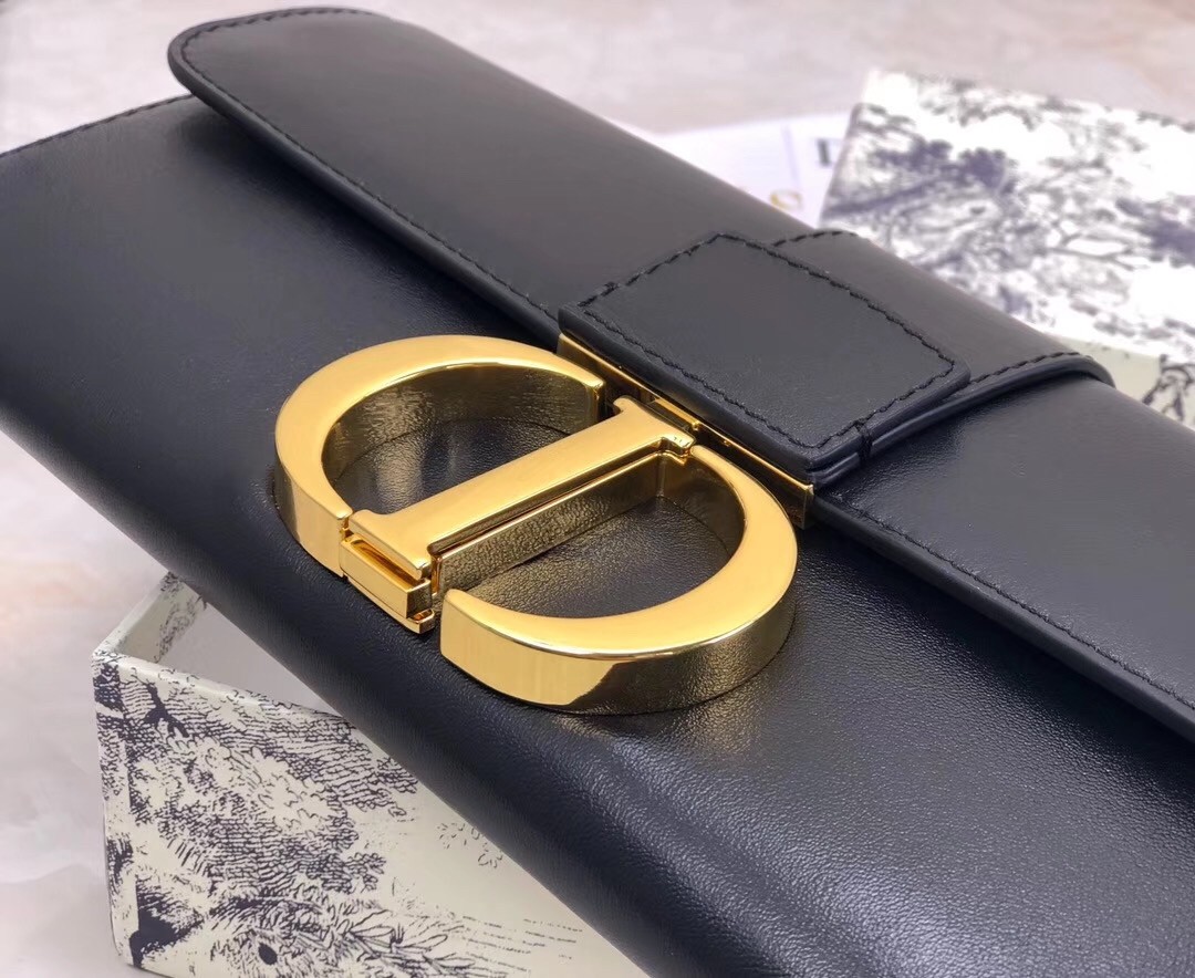 D*or 30 montaigne clutch bag in black lambskin