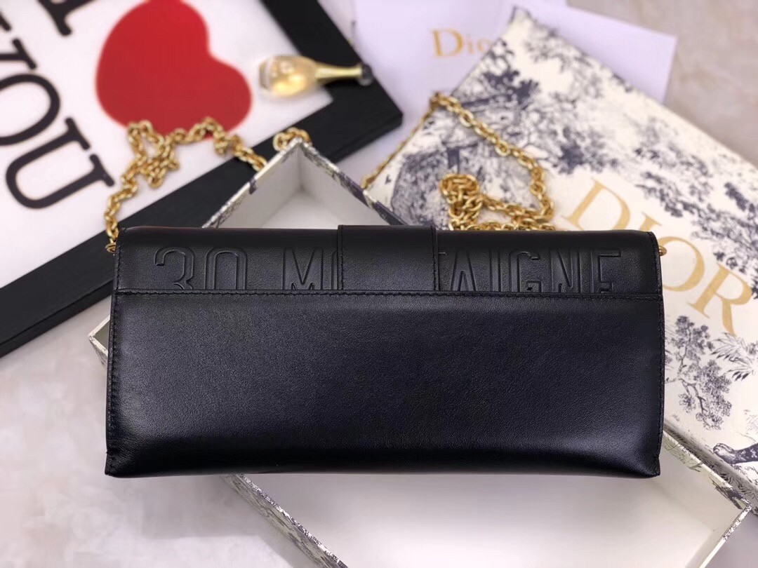 D*or 30 montaigne clutch bag in black lambskin