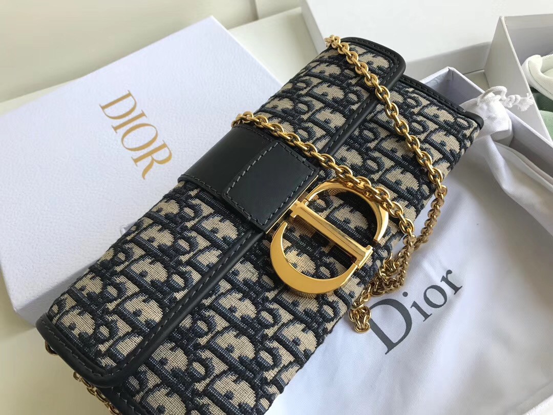D*or 30 montaigne clutch bag in blue oblique canvas