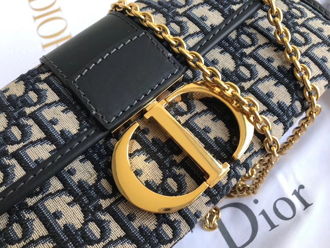 D*or 30 montaigne clutch bag in blue oblique canvas