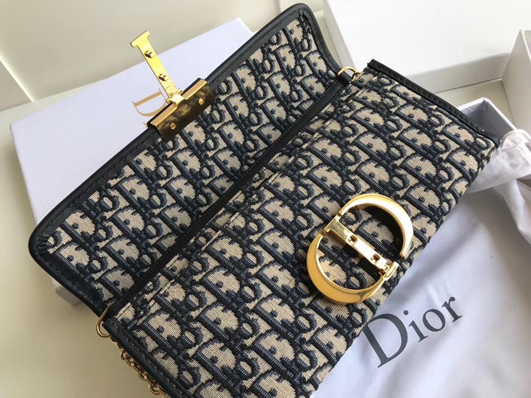 D*or 30 montaigne clutch bag in blue oblique canvas