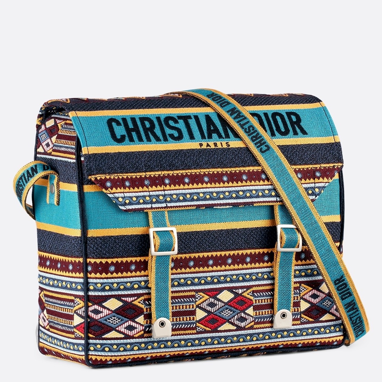 D*or D*orcamp messenger bag in turquoise embroidered canvas