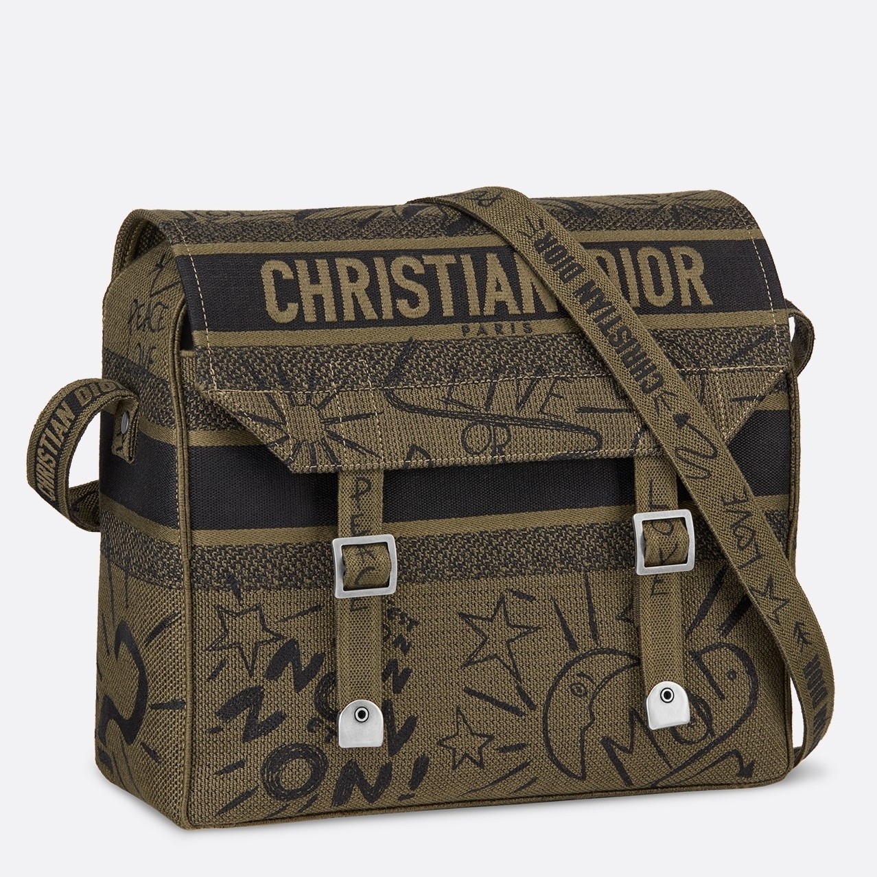 D*or D*orcamp messenger bag in green embroidered canvas