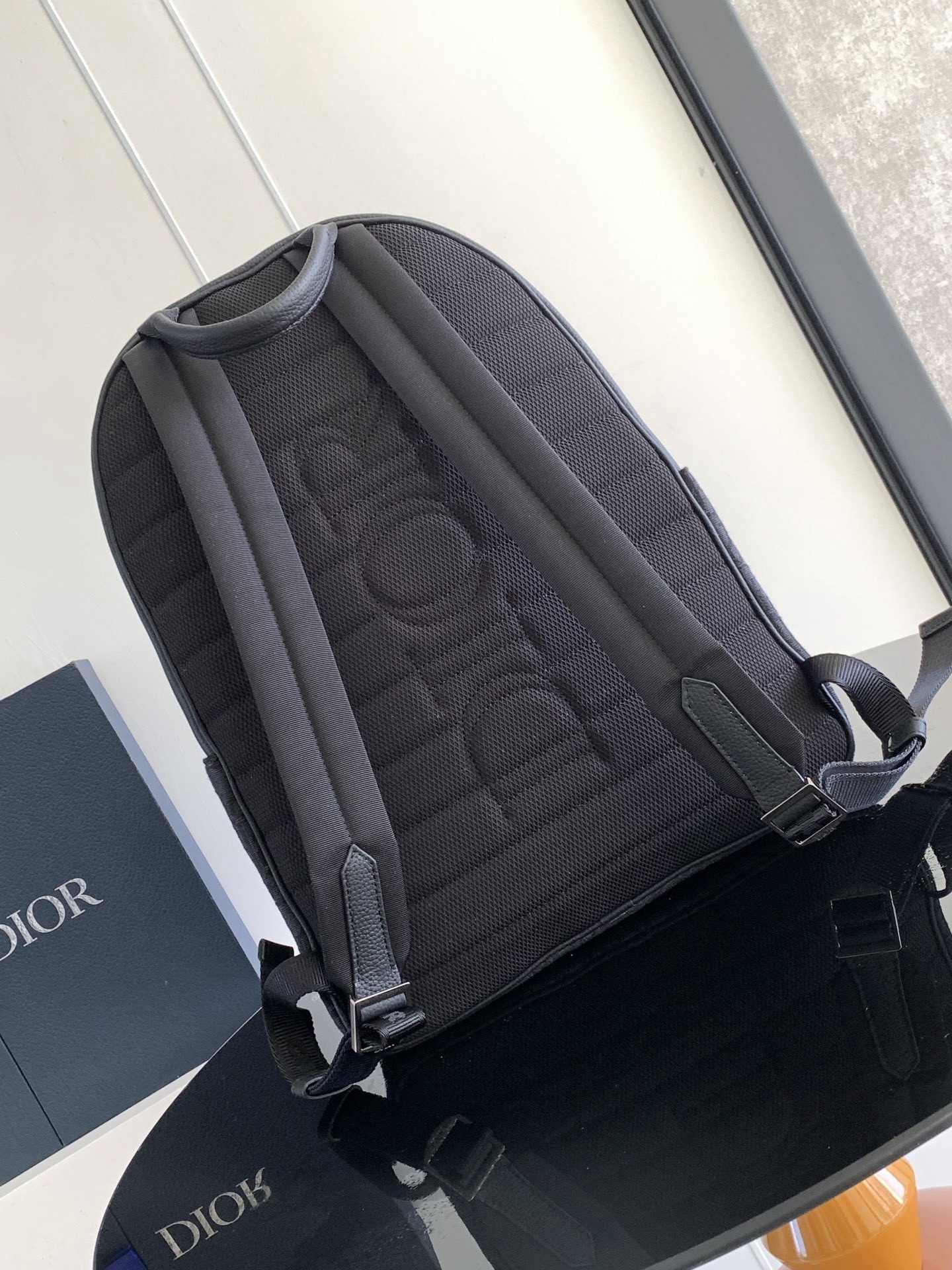 D*or saddle zip backpack in black oblique jacquard