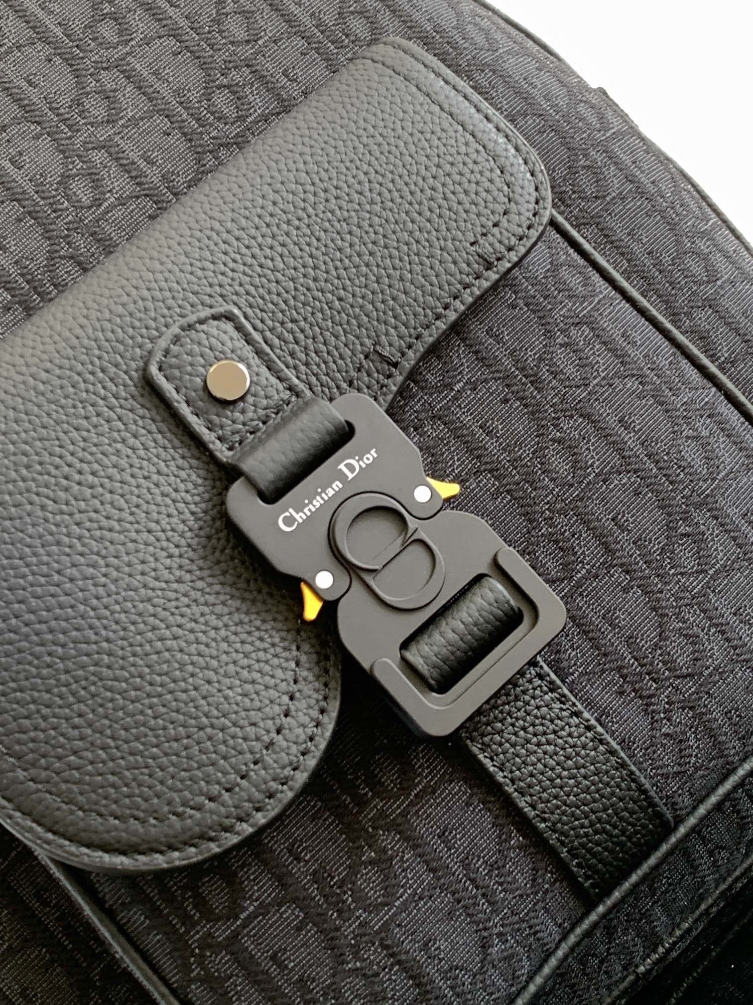 D*or saddle zip backpack in black oblique jacquard