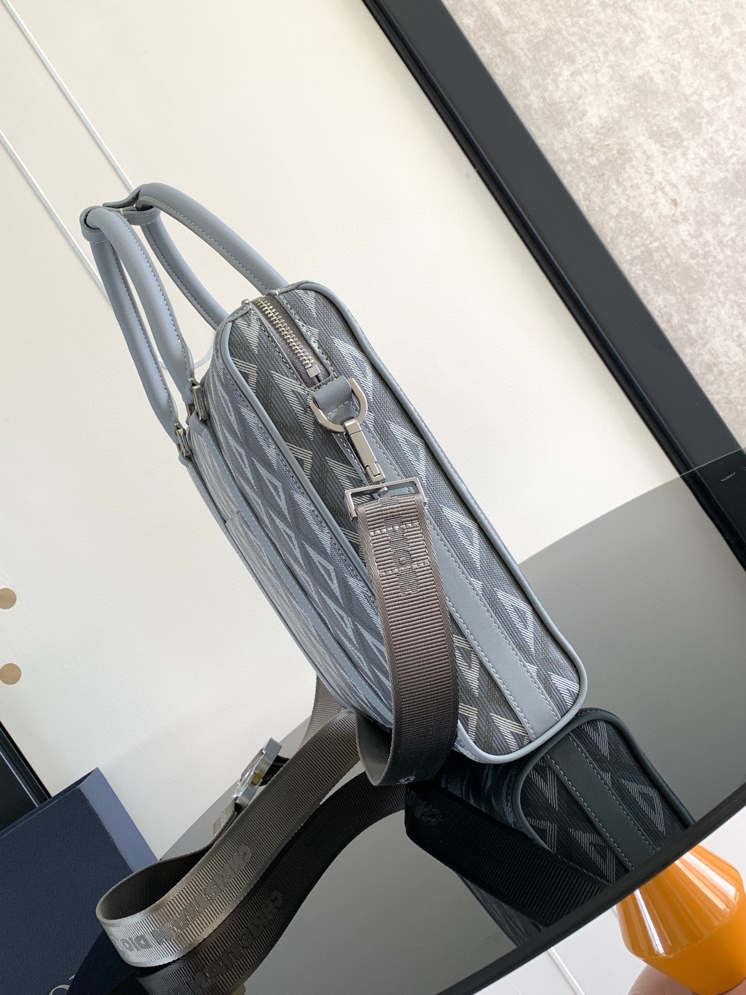 D*or lingot briefcase in grey cd diamond canvas