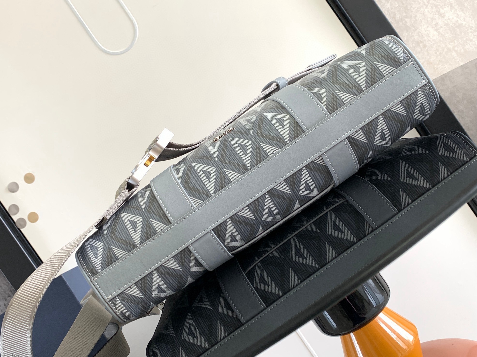 D*or lingot briefcase in grey cd diamond canvas